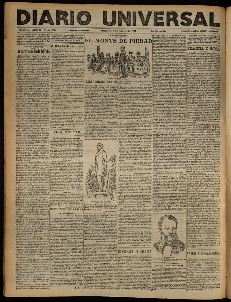 Miniatura de Diario Universal del 3 de agosto de 1904, edición de noche