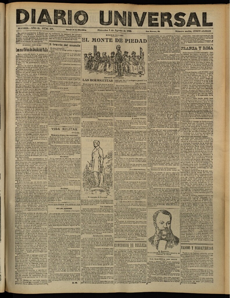 Miniatura de Diario Universal del 3 de agosto de 1904, edición de tarde