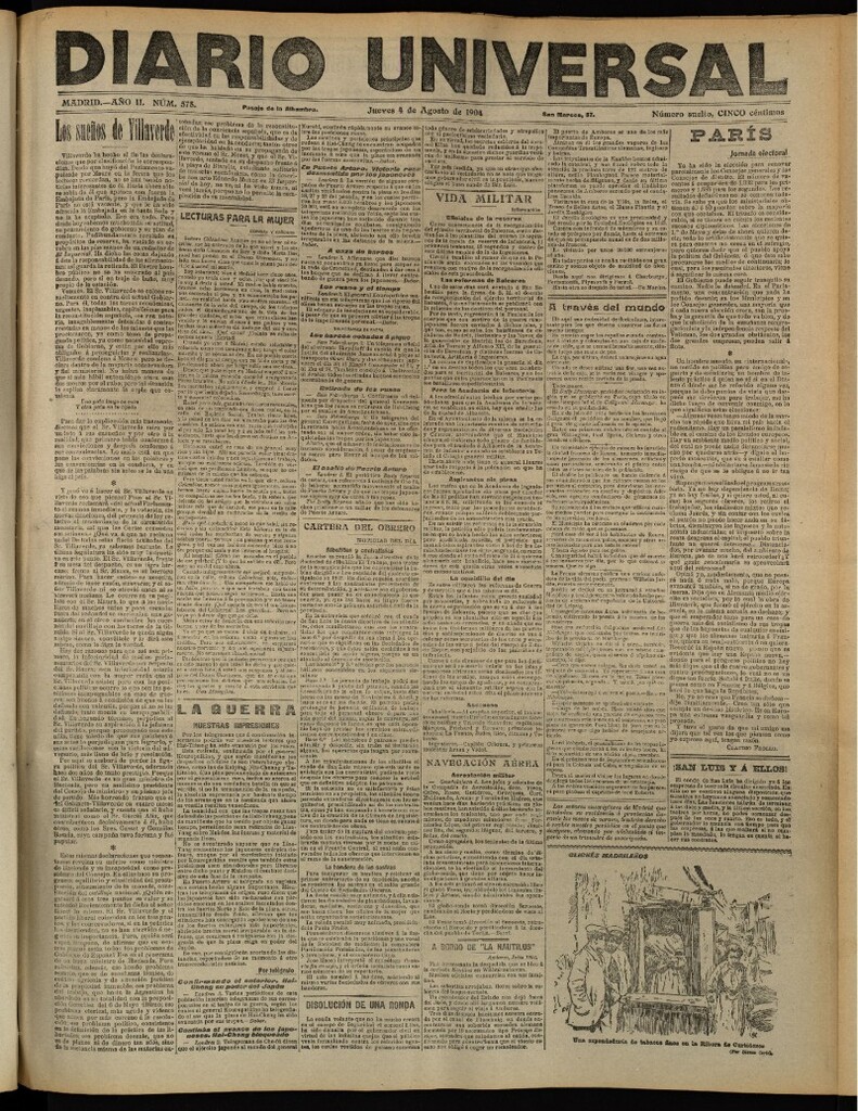 Miniatura de Diario Universal del 4 de agosto de 1904, edición de tarde