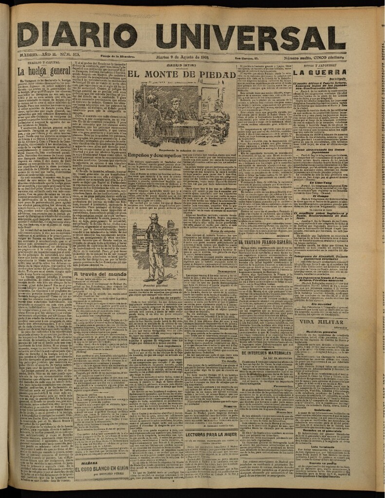 Miniatura de Diario Universal del 9 de agosto de 1904, edición de tarde