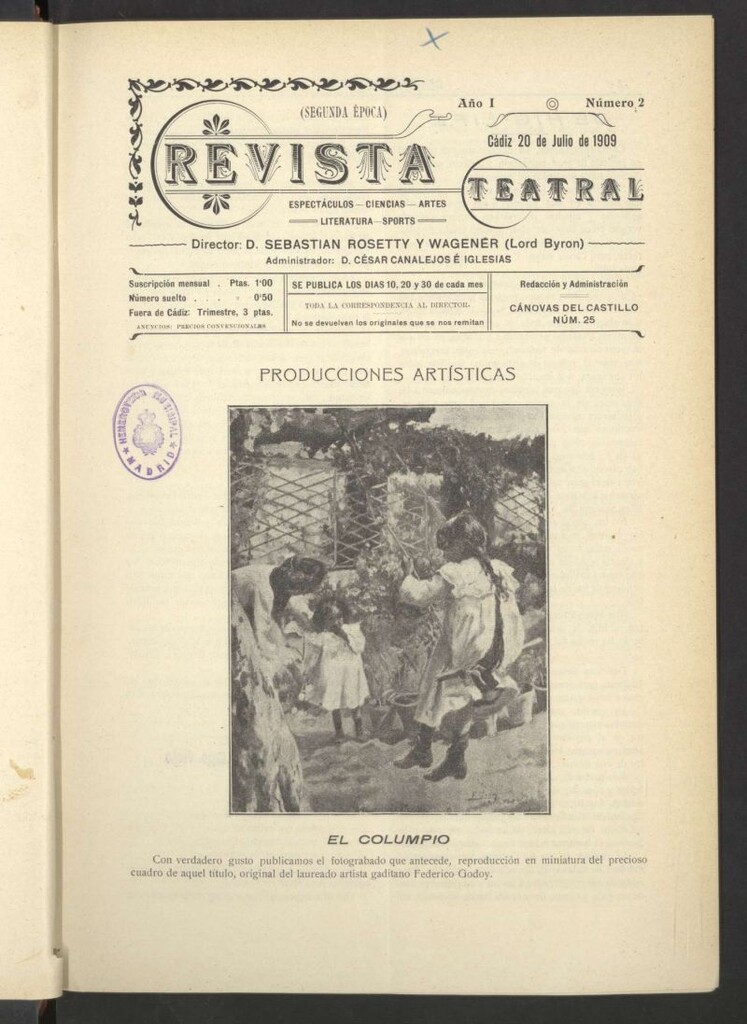 Miniatura de Revista Teatral, Literaria, Científica, de Bellas Artes y Espectáculos. Segunda época Nº 2