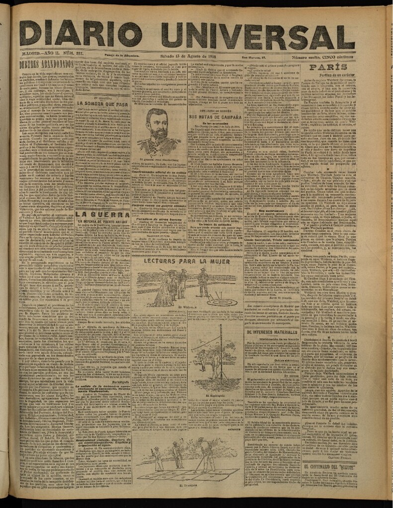 Miniatura de Diario Universal del 13 de agosto de 1904, edición de tarde