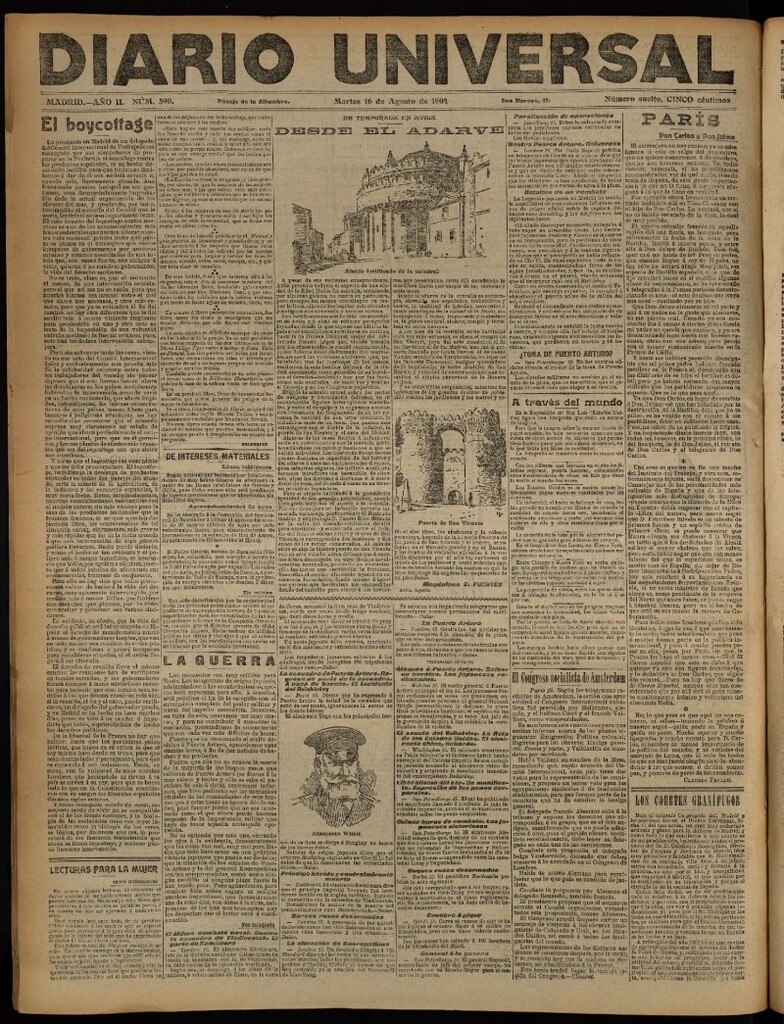 Miniatura de Diario Universal del 16 de agosto de 1904, edición de noche