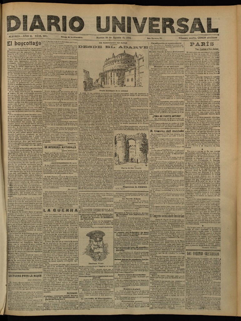 Miniatura de Diario Universal del 16 de agosto de 1904, edición de tarde