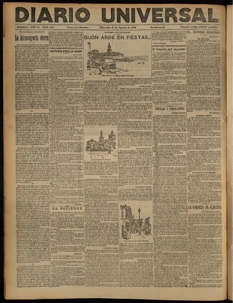 Miniatura de Diario Universal del 17 de agosto de 1904, edición de noche