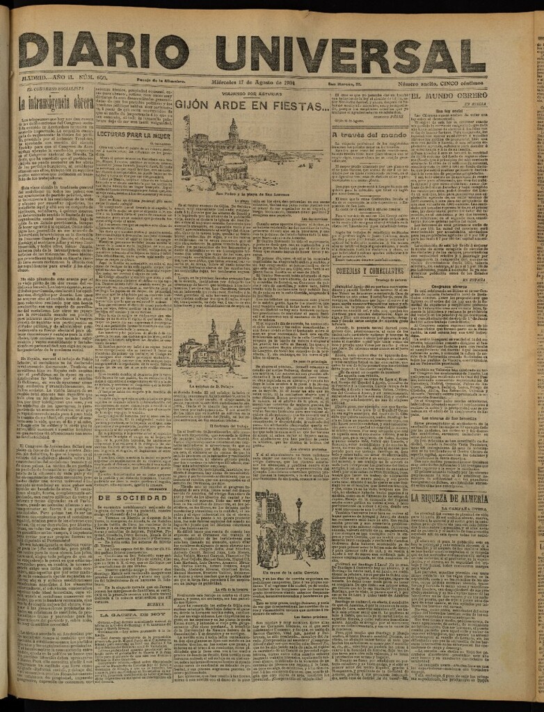 Miniatura de Diario Universal del 17 de agosto de 1904, edición de tarde