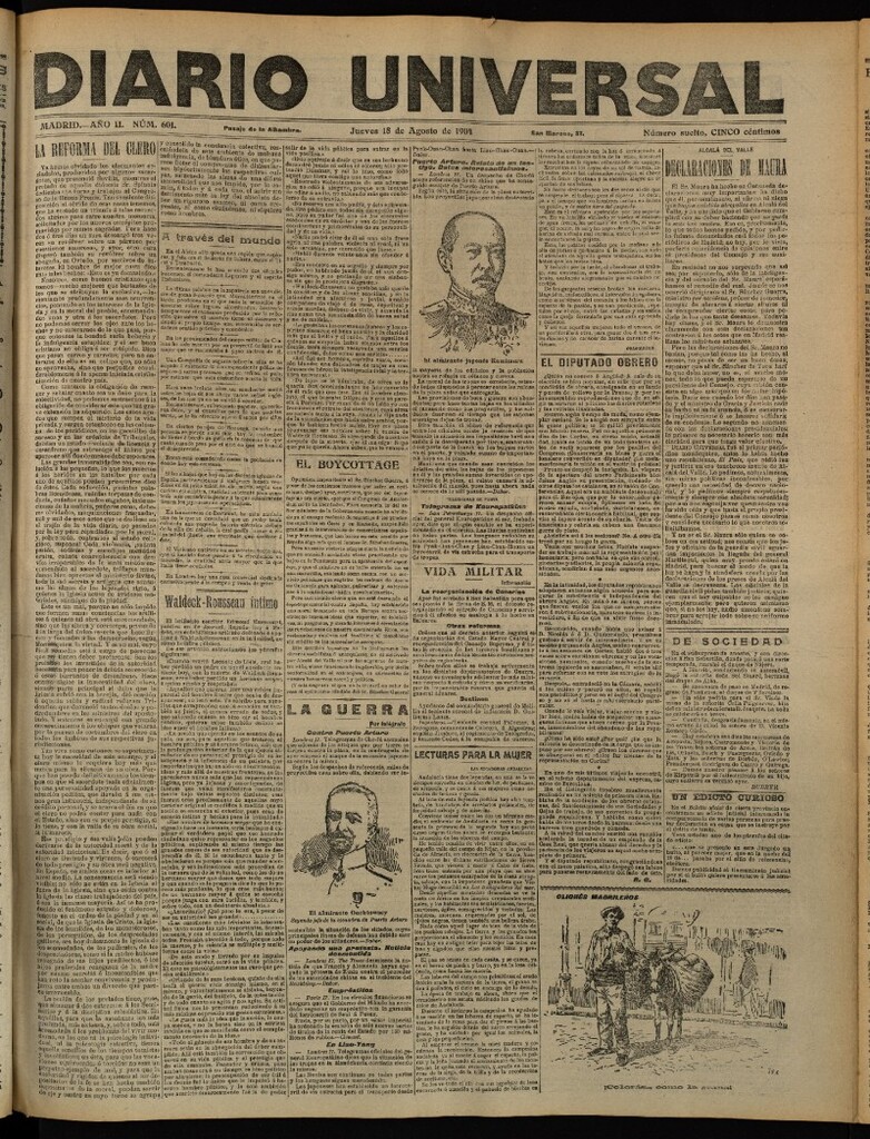 Miniatura de Diario Universal del 18 de agosto de 1904, edición de tarde
