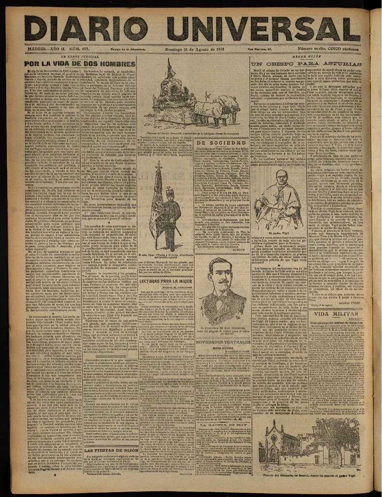 Miniatura de Diario Universal del 21 de agosto de 1904, edición de noche