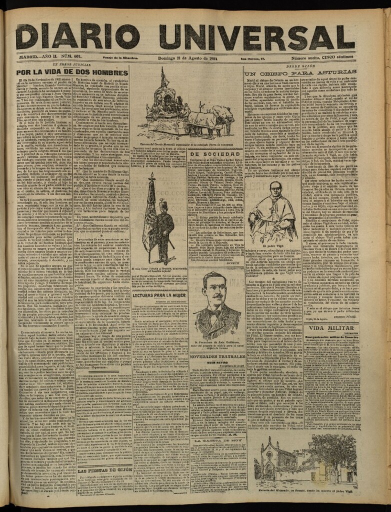 Miniatura de Diario Universal del 21 de agosto de 1904, edición de tarde