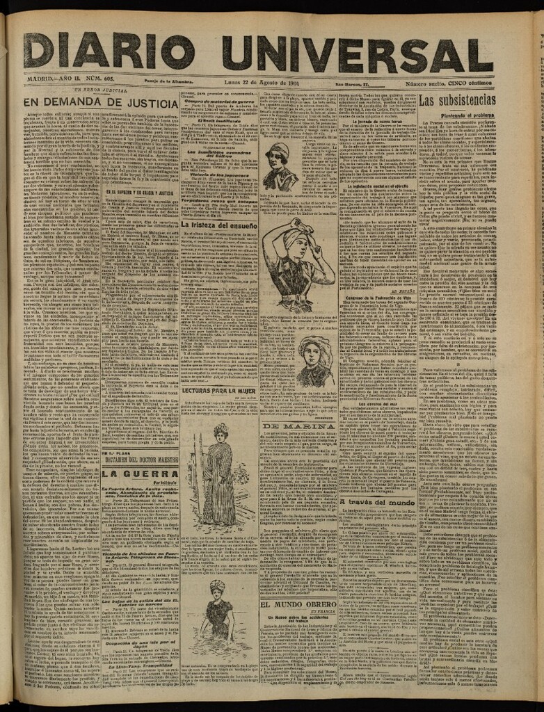 Miniatura de Diario Universal del 22 de agosto de 1904, edición de tarde