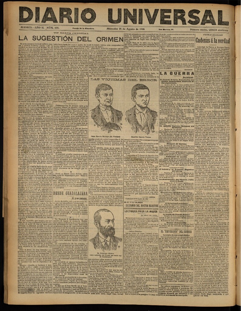 Miniatura de Diario Universal del 24 de agosto de 1904, edición de noche