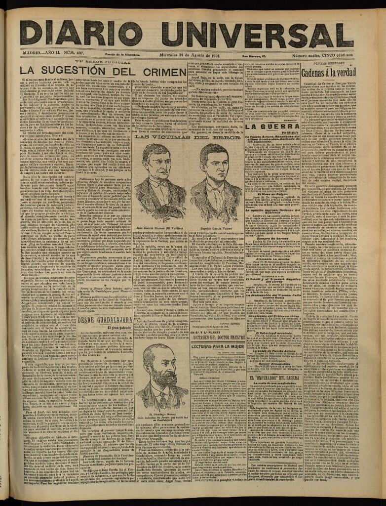 Miniatura de Diario Universal del 24 de agosto de 1904, edición de tarde