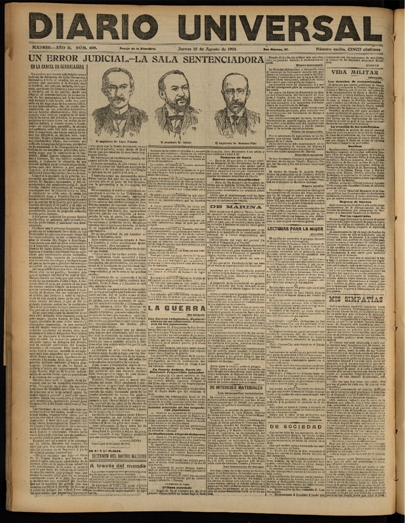 Miniatura de Diario Universal del 25 de agosto de 1904, edición de noche
