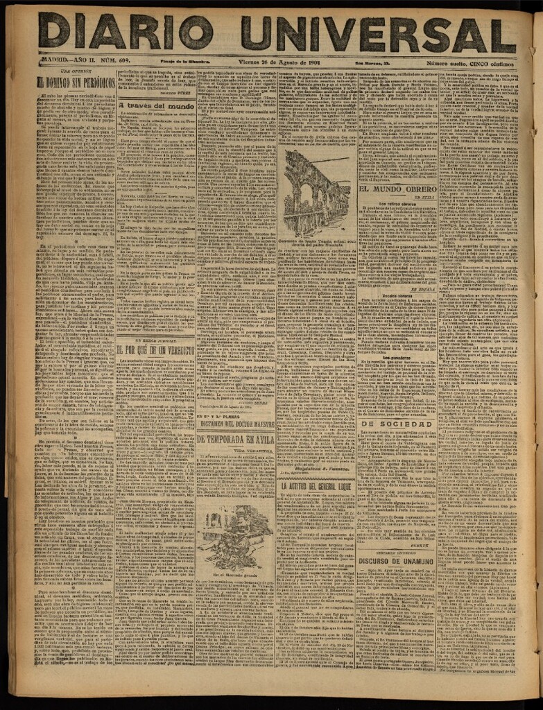 Miniatura de Diario Universal del 26 de agosto de 1904, edición de noche