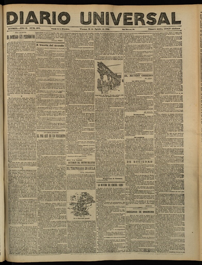 Miniatura de Diario Universal del 26 de agosto de 1904, edición de tarde