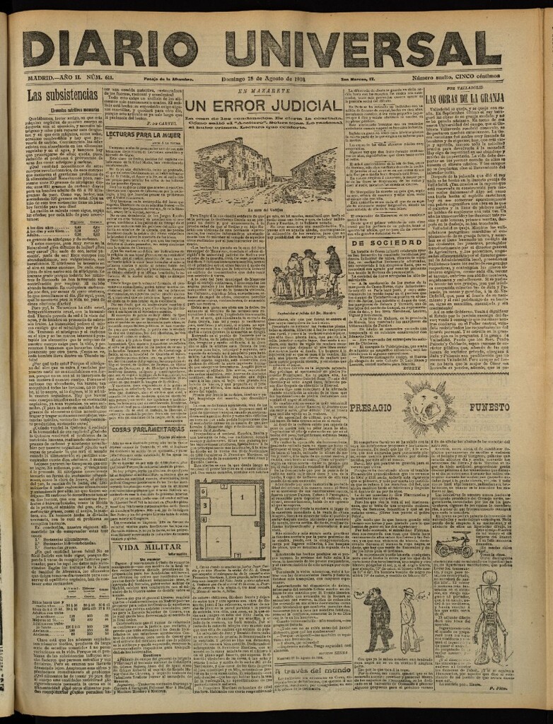 Miniatura de Diario Universal del 28 de agosto de 1904, edición de tarde