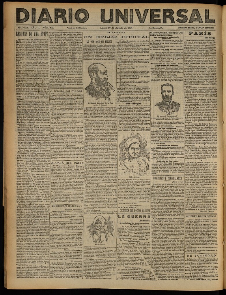 Miniatura de Diario Universal del 29 de agosto de 1904, edición de noche
