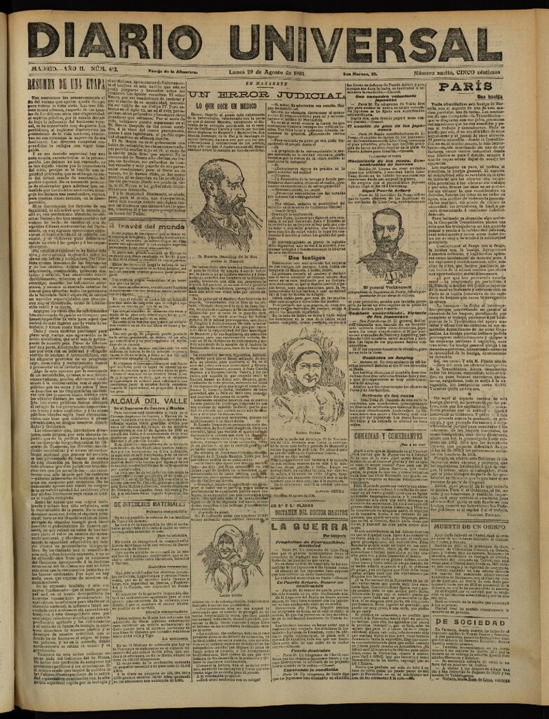 Miniatura de Diario Universal del 29 de agosto de 1904, edición de tarde
