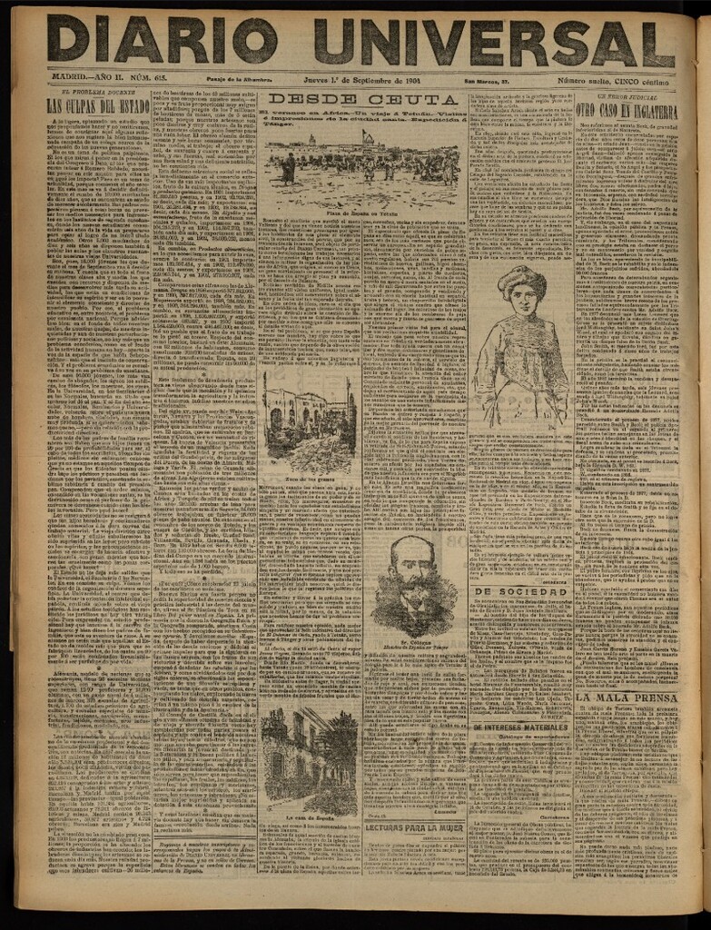 Miniatura de Diario Universal del 1 de septiembre de 1904, edición de noche
