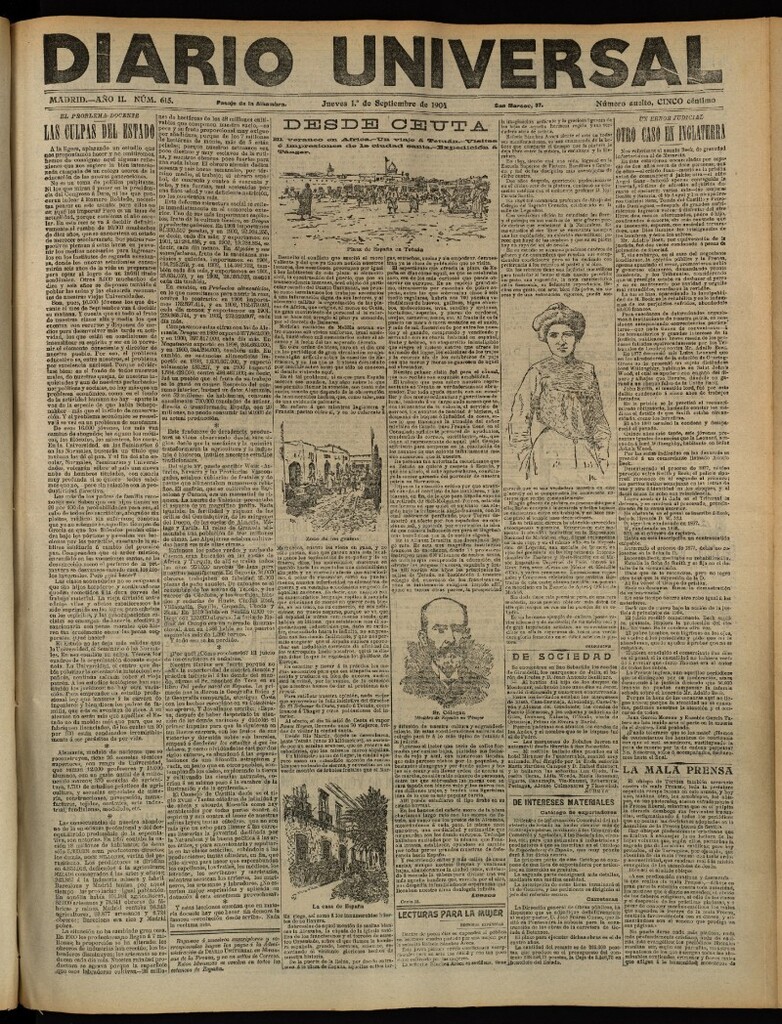 Miniatura de Diario Universal del 1 de septiembre de 1904, edición de tarde