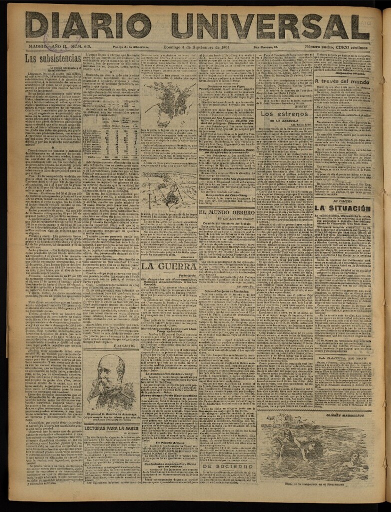 Miniatura de Diario Universal del 4 de septiembre de 1904, edición de noche