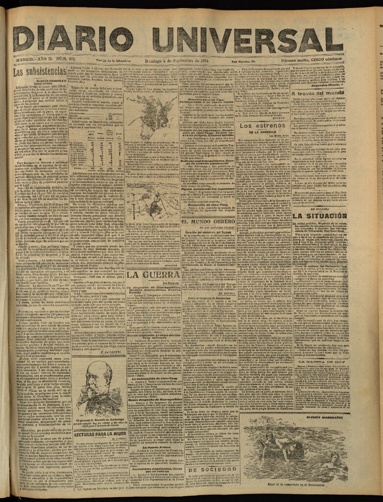 Miniatura de Diario Universal del 4 de septiembre de 1904, edición de tarde