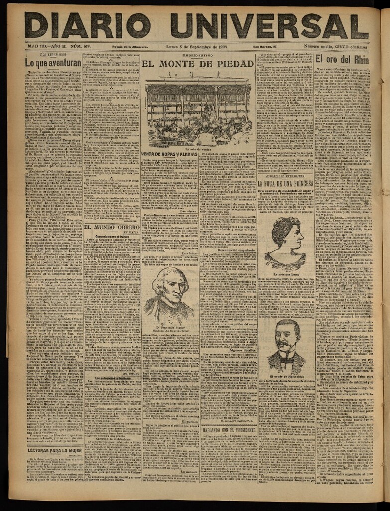 Miniatura de Diario Universal del 5 de septiembre de 1904, edición de noche