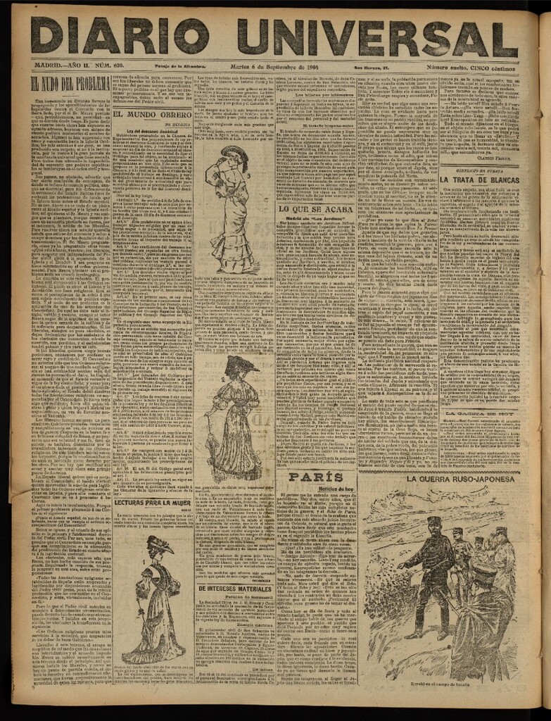 Miniatura de Diario Universal del 6 de septiembre de 1904, edición de noche