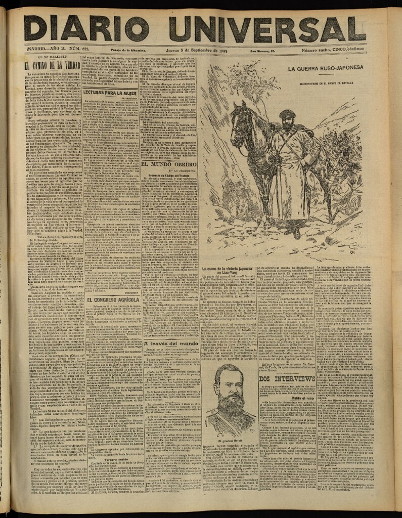 Miniatura de Diario Universal del 8 de septiembre de 1904, edición de tarde
