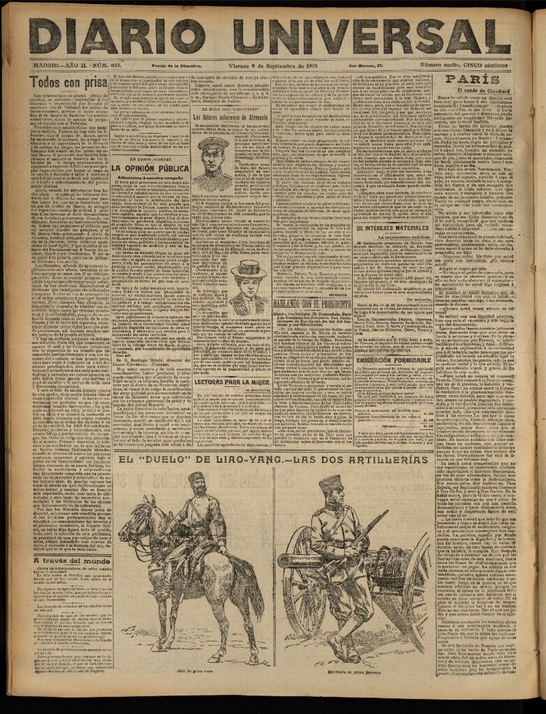 Miniatura de Diario Universal del 9 de septiembre de 1904, edición de noche