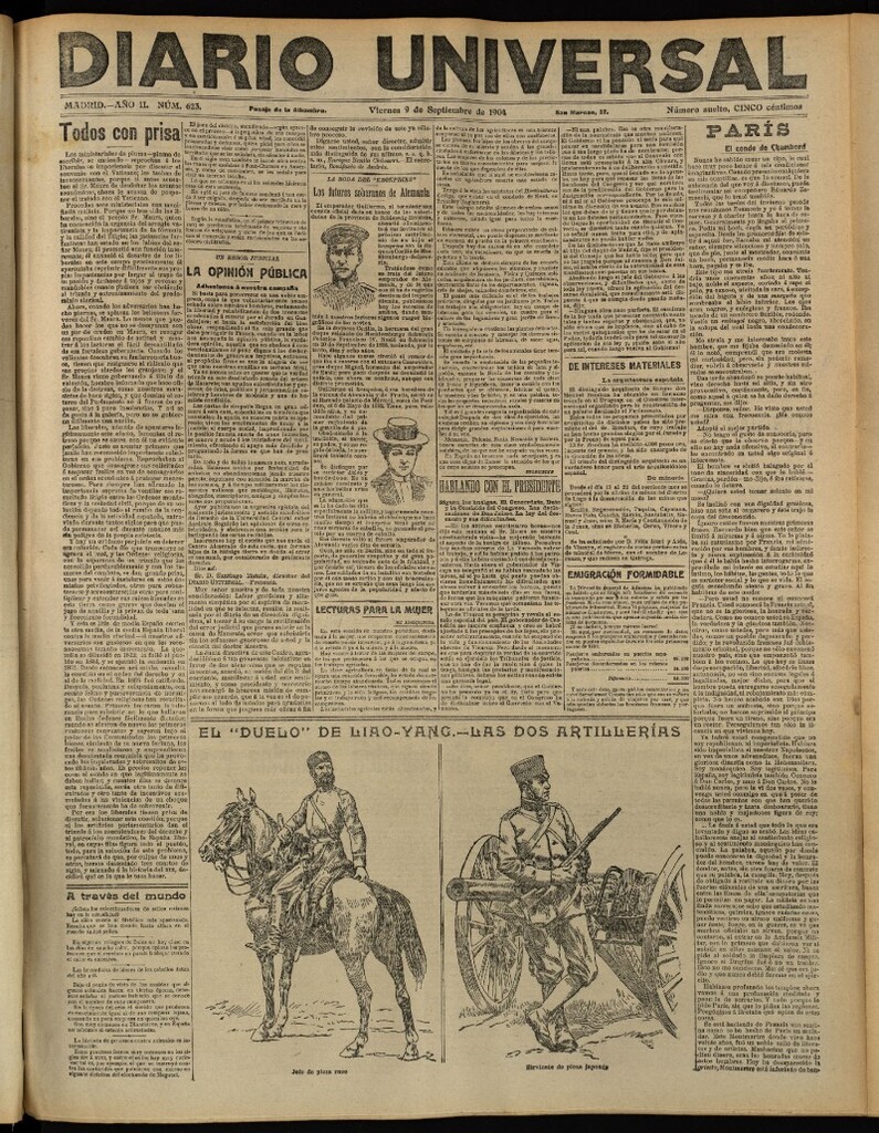 Miniatura de Diario Universal del 9 de septiembre de 1904, edición de tarde