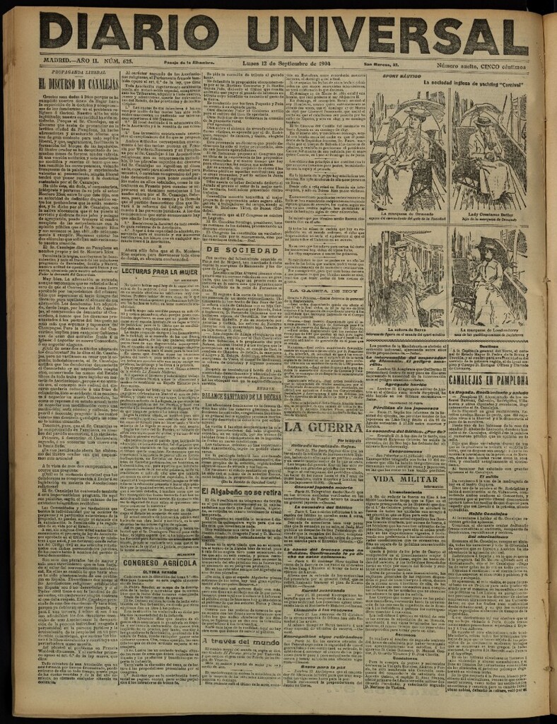 Miniatura de Diario Universal del 12 de septiembre de 1904, edición de noche