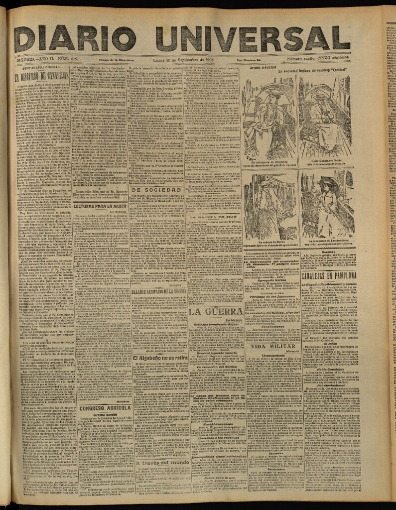 Miniatura de Diario Universal del 12 de septiembre de 1904, edición de tarde