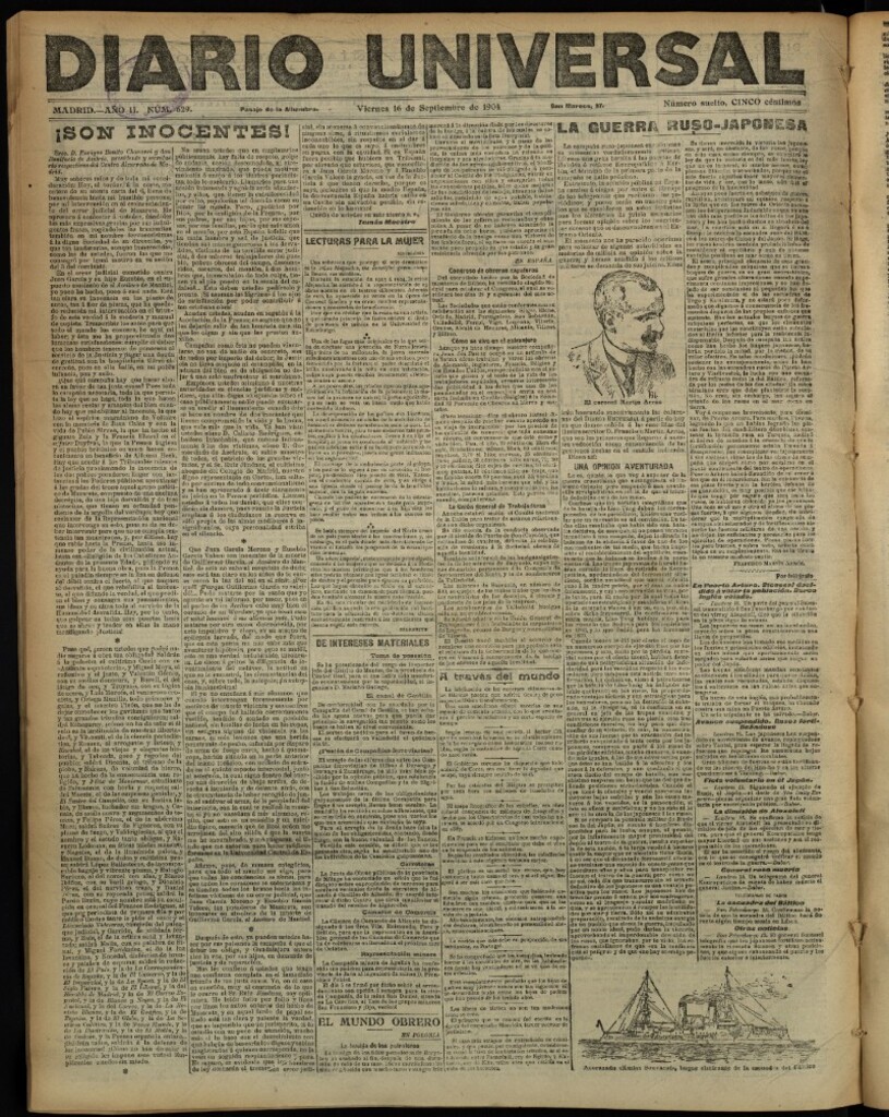Miniatura de Diario Universal del 16 de septiembre de 1904, edición de noche