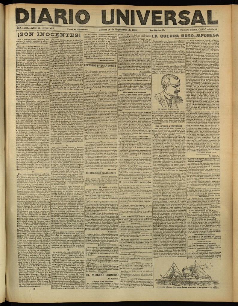 Miniatura de Diario Universal del 16 de septiembre de 1904, edición de tarde