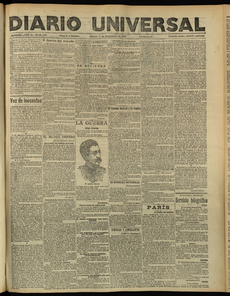 Miniatura de Diario Universal del 17 de septiembre de 1904, edición de tarde