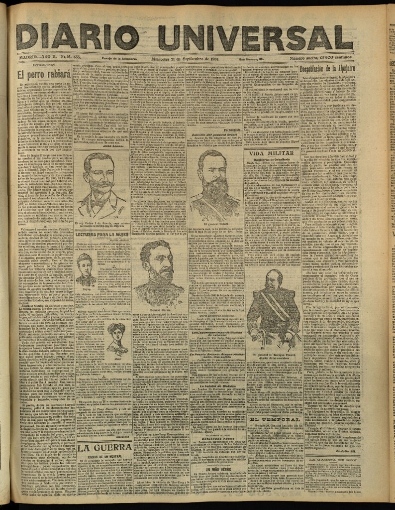 Miniatura de Diario Universal del 21 de septiembre de 1904, edición de tarde