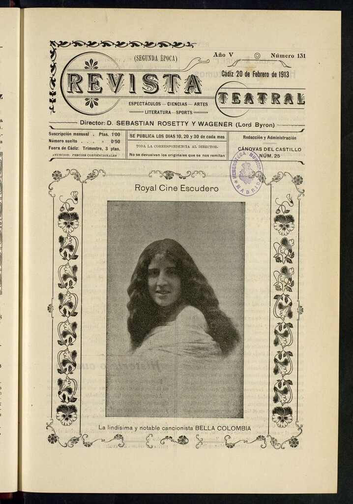 Miniatura de Revista Teatral, Literaria, Científica, de Bellas Artes y Espectáculos. Segunda época Nº 131