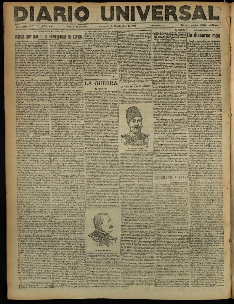 Miniatura de Diario Universal del 26 de septiembre de 1904, edición de noche