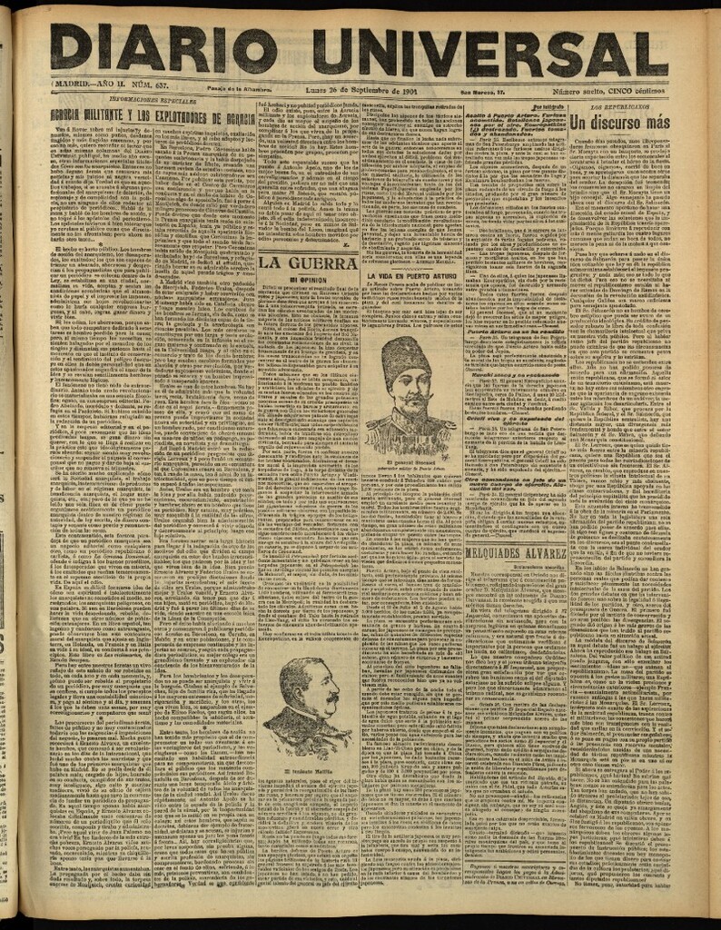 Miniatura de Diario Universal del 26 de septiembre de 1904, edición de tarde