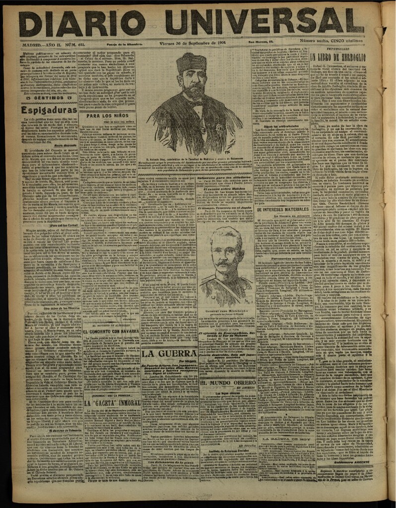 Miniatura de Diario Universal del 30 de septiembre de 1904, edición de noche