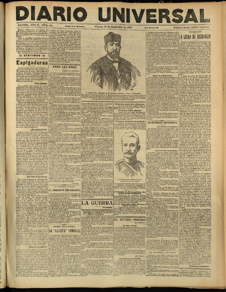 Miniatura de Diario Universal del 30 de septiembre de 1904, edición de tarde