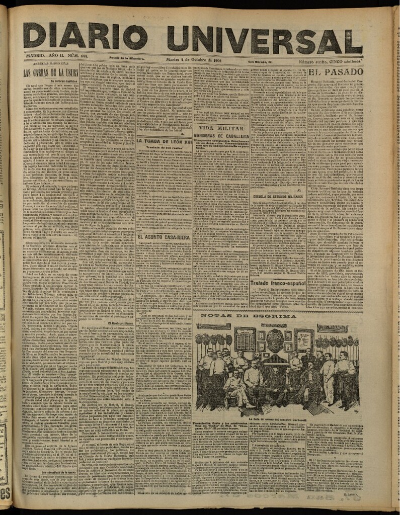 Miniatura de Diario Universal del 4 de octubre de 1904, edición de tarde