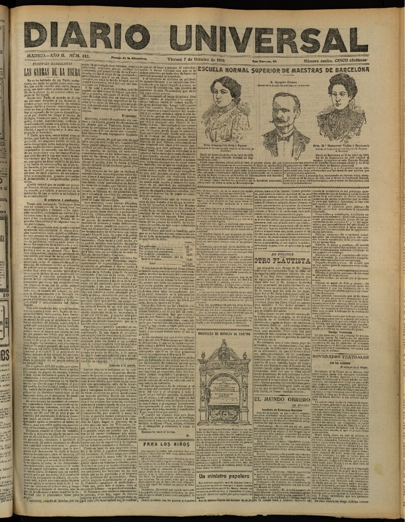 Miniatura de Diario Universal del 7 de octubre de 1904, edición de tarde
