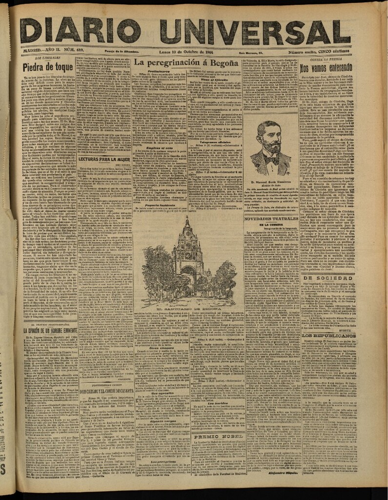 Miniatura de Diario Universal del 10 de octubre de 1904, edición de tarde