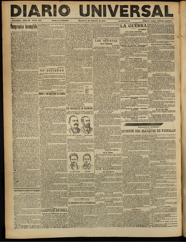 Miniatura de Diario Universal del 11 de octubre de 1904, edición de noche