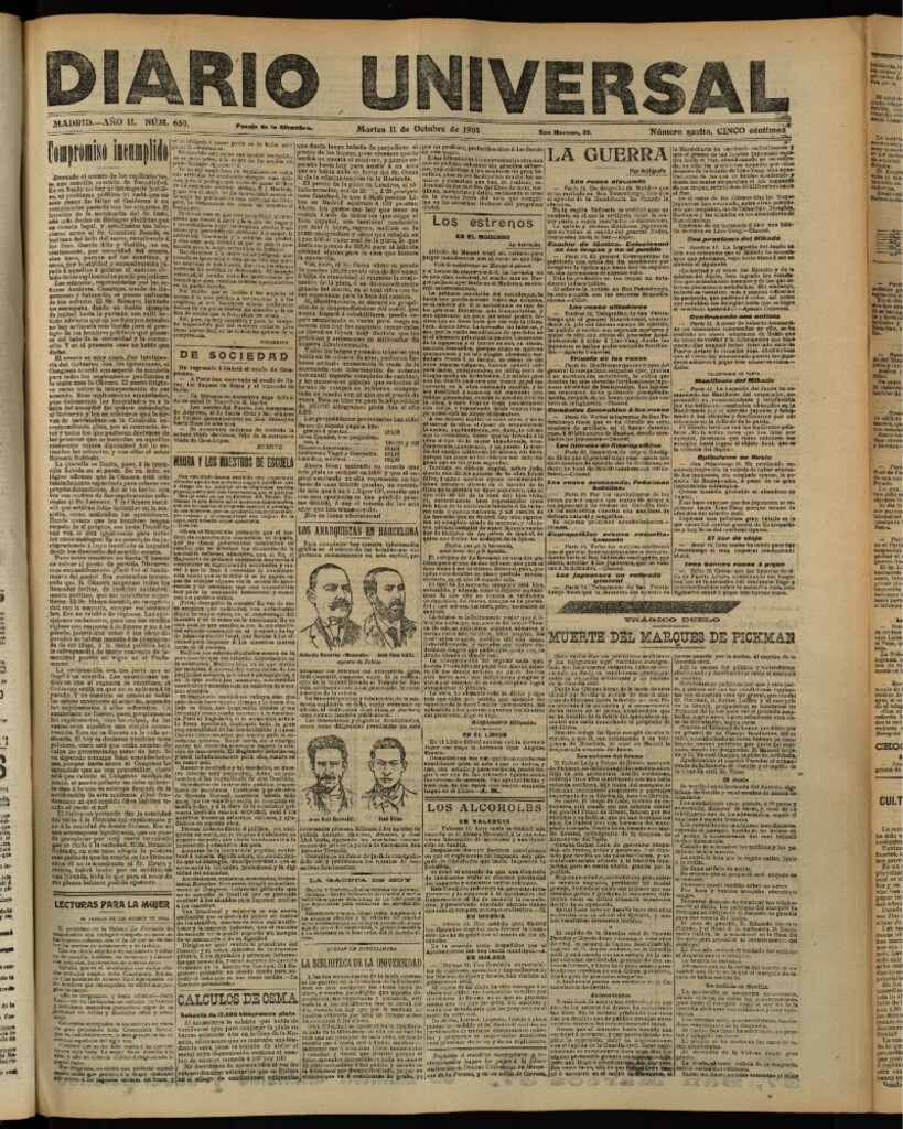Miniatura de Diario Universal del 11 de octubre de 1904, edición de tarde