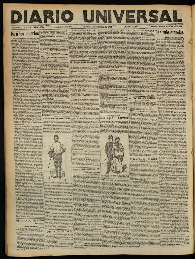 Miniatura de Diario Universal del 13 de octubre de 1904, edición de noche
