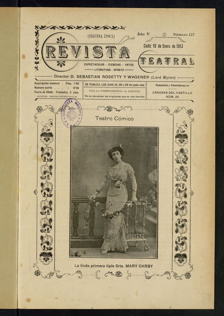 Miniatura de Revista Teatral, Literaria, Científica, de Bellas Artes y Espectáculos. Segunda época Nº 127