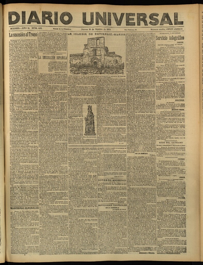 Miniatura de Diario Universal del 20 de octubre de 1904, edición de tarde